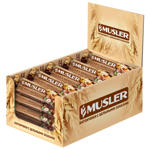 фото Злаковый батончик Musler в шоколадной глазури Орехи и шоколад, 25 шт
