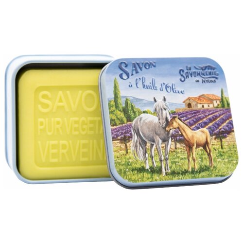Мыло La Savonnerie de Nyons с вербеной в металлической коробке Лошади 100 гр.