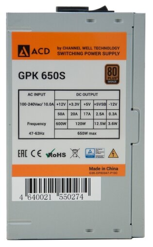 ACD ATX 650W Gpk-650s .