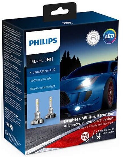 Светодиодная лампа Philips H1 LED Air Cool, X-treme Ultinon LED, 2шт, 11258XUX2