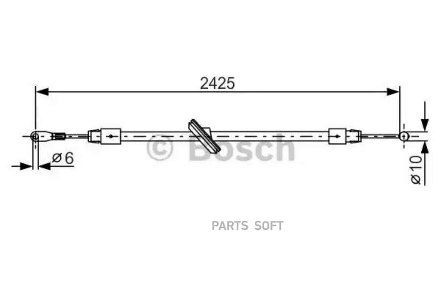 BOSCH 1987482031 1 987 482 031_трос ручника передний! L=2425\ VW Crafter 30-50 2.5TDi 06>