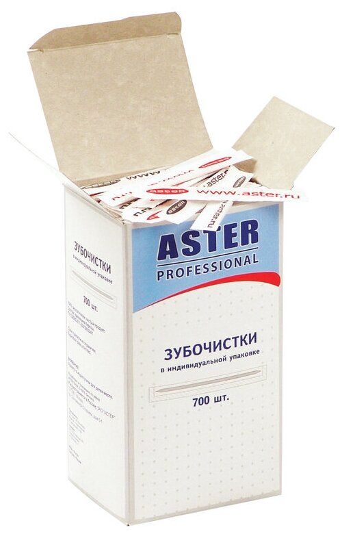 Зубочистки деревянные Aster (березовые, в индивидуальной бумажной упаковке), 700шт.