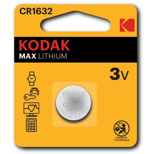 батарейка kodak cr1632 1bl max lithium 8 уп Батарейки KODAK MAX Lithium, CR1632-1BL