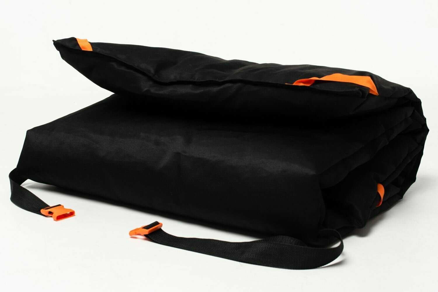 Теплая накидка-матрац "6 углов" 200/70 см, черно-оранжевый, на раскладушку, туристическую кровать