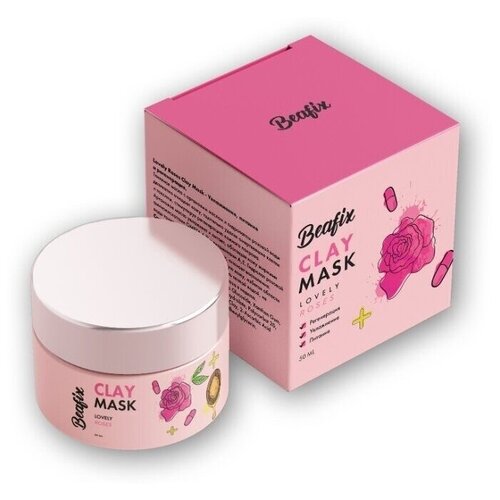 Маска BEAFIX для лица Lovely Roses глиняная восстановление, увлажнение, питание, 50мл