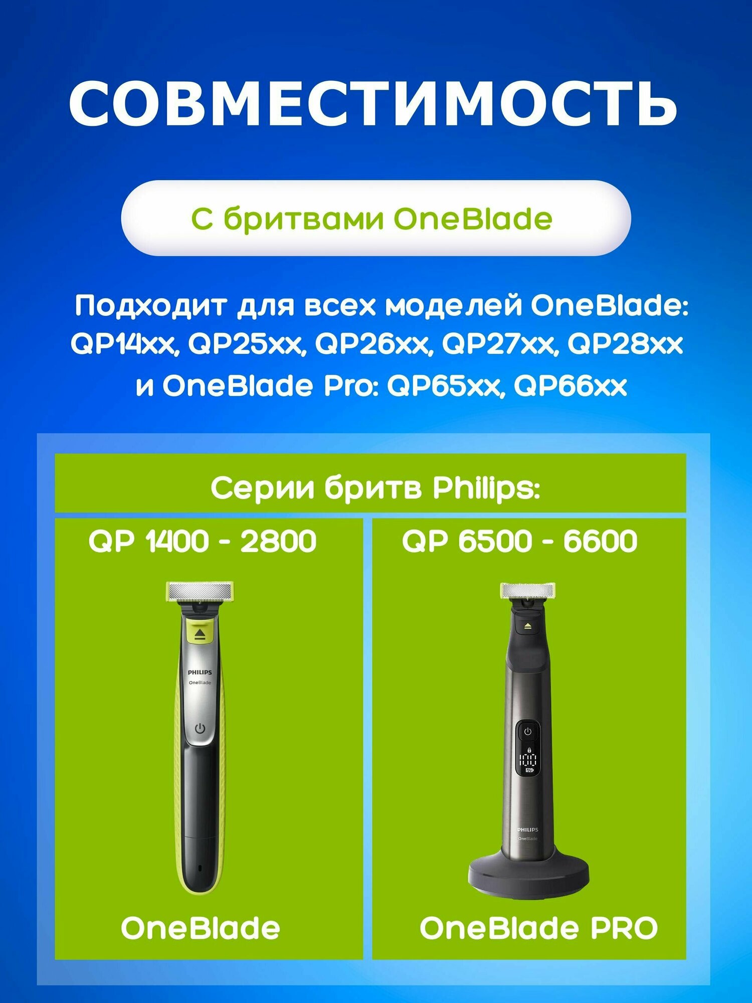 Сменные лезвия Philips OneBlade QP230/50 и One Blade Pro, Насадки для триммера, Кассеты для электробритвы Филипс, 1 шт - фотография № 2