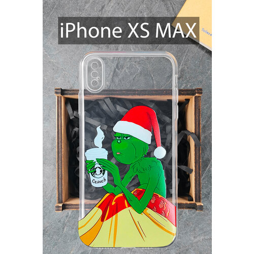 Силиконовый чехол Гринч для iPhone XS MAX прозрачный / Айфон XС макс силиконовый чехол мерседес амг для iphone xs max айфон xс макс