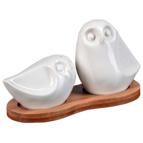 фото Доляна набор для специй эстет совы белый