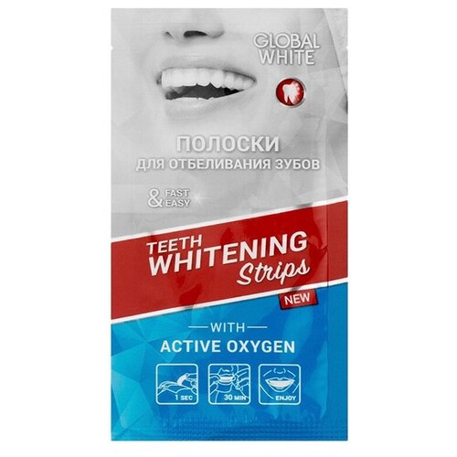 Global White отбеливающие полоски with Active Oxygen отбеливающие полоски для зубов 5d 14 саше 7 пар