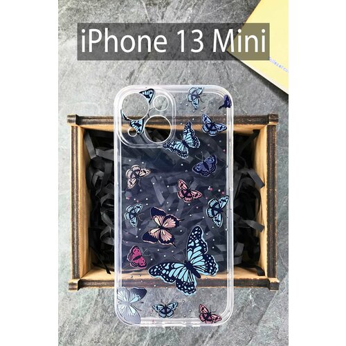 Силиконовый чехол Бабочки для Apple iPhone 13 Mini/ Айфон 13 Мини силиконовый чехол фея чехол для apple iphone 13 mini айфон 13 мини