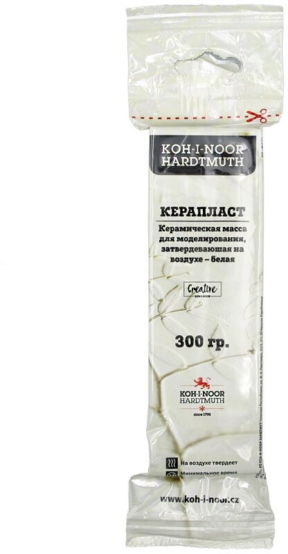 Масса для лепки керамическая Koh-I-Noor "KERAplast", белая, 300г, вакуумный пакет, европодвес, 2 штуки
