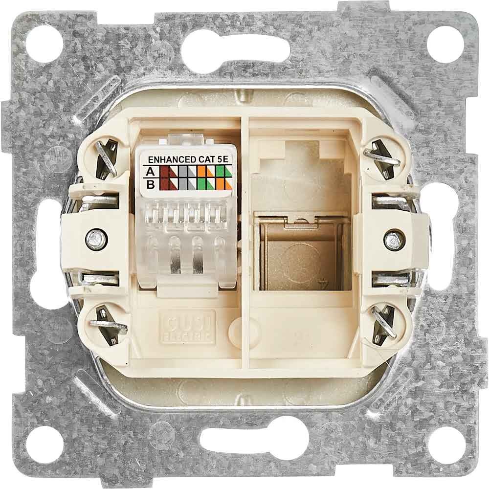 Розетка компьютерная встраиваемая Gusi Electric без заземления RJ45 цвет шампань - фотография № 3