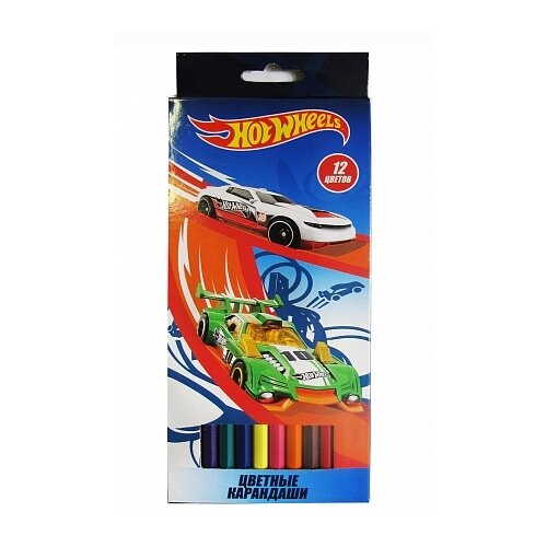 CENTRUM Цветные карандаши Hot Wheels 12 цветов (88771), 12 шт. карандаши цветные пластиковые 12 цветов трехгранные длина 177мм в картонной упаковке с европодвесом