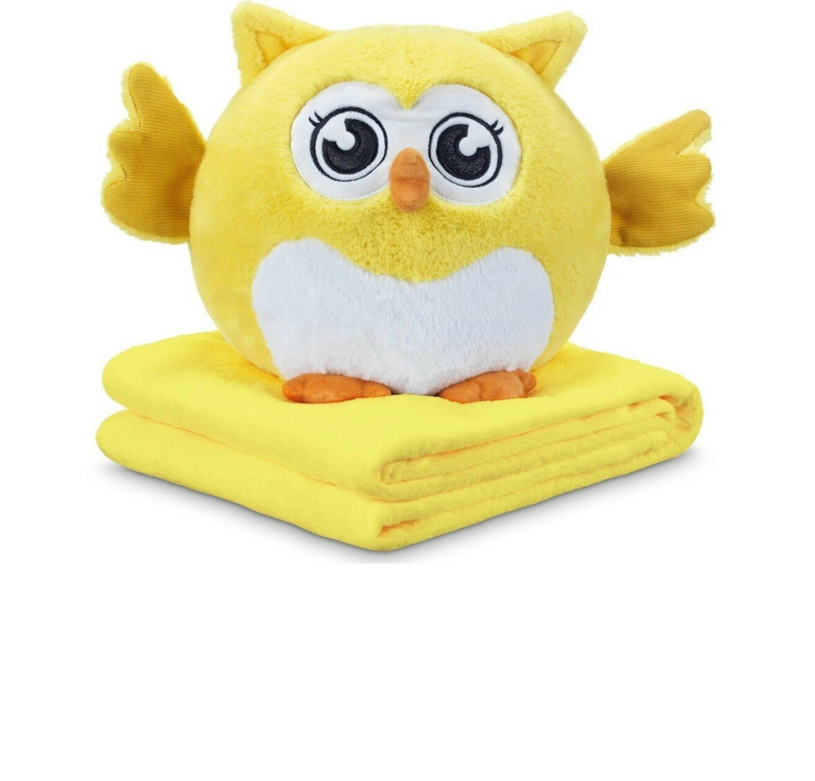Мягкая игрушка подушка сова с пледом 3 в 1 желтый