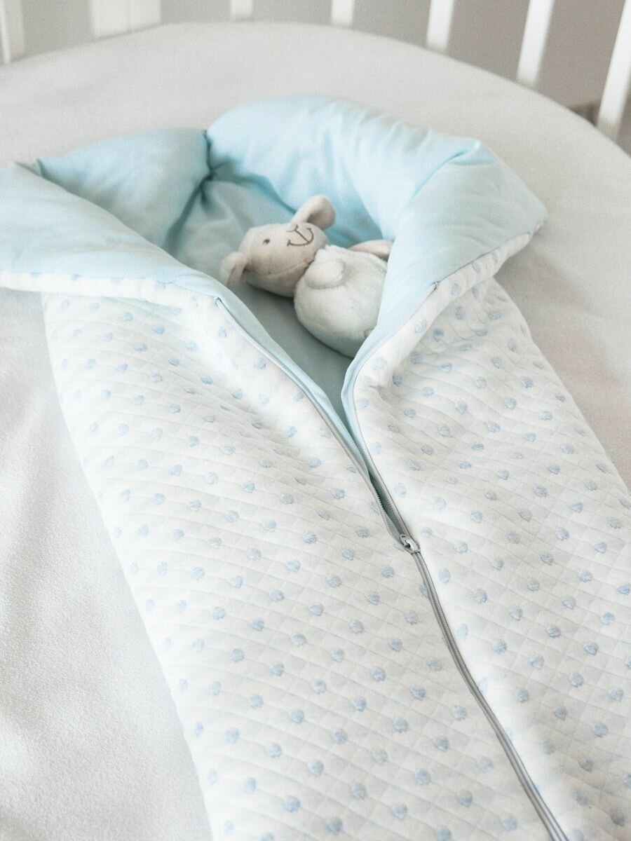 Конверт одеяло для новорожденных голубой