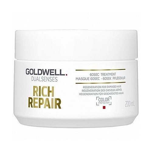 Goldwell DUALSENSES RICH REPAIR Восстанавливающий уход за 60 секунд для поврежденных волос, 200 г, 200 мл, банка goldwell dualsenses rich repair 60 sec treatment уход за 60 секунд для сухих и поврежденных волос 200 мл