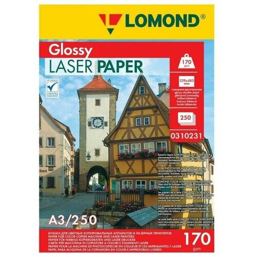 Бумага для лазерной печати Lomond A3, 170 г/м2 (250 листов) глянцевая двусторонняя фотобумага (DS Glossy CLC Paper) (0310231) glossy laser paper матовая а4 130 г м2 250 листов 0310141