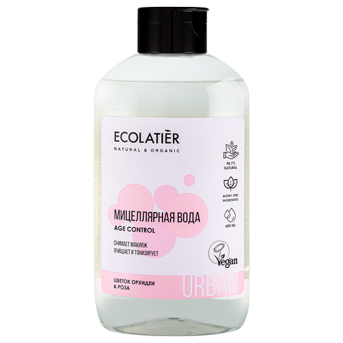 ECOLATIER Мицеллярная вода для снятия макияжа с цветком орхидеи и розы, 600 мл, 600 г