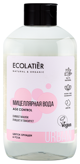 ECOLATIER Мицеллярная вода для снятия макияжа с цветком орхидеи и розы