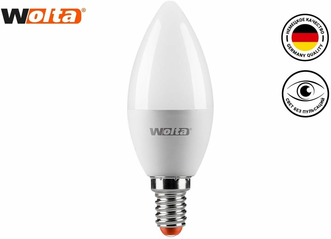 Лампа светодиодная Wolta 25YC7.5E14, E14, C37, 7.5 Вт, 3000 К - фотография № 6