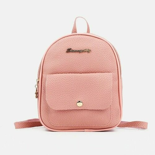 Рюкзак на молнии, наружный карман, цвет розовый Искусственная кожа
