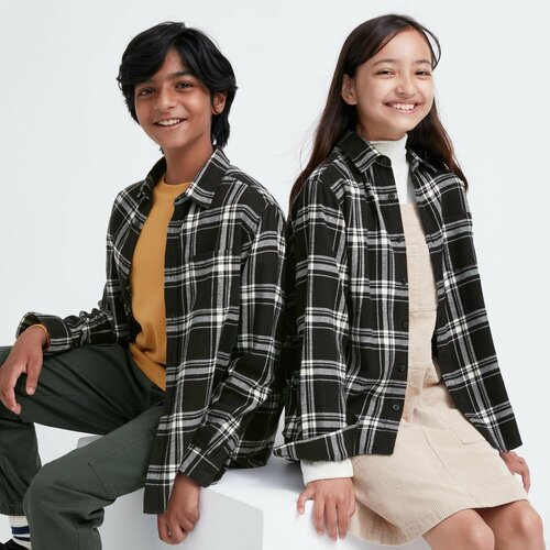 Рубашка Uniqlo, размер 11-12Y(150), черный