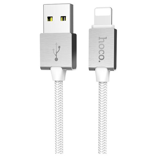 Кабель Hoco U49 Refined Steel USB - Lightning 1.2 м, белый