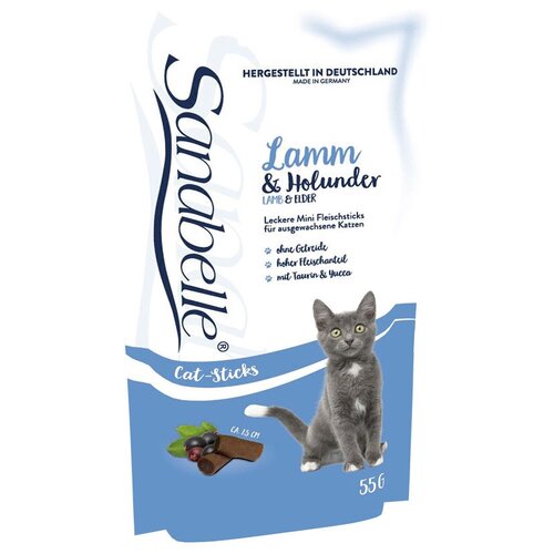 Sanabelle Мясные мини-колбаски для кошек Snack с ягнёнком и бузиной 621800055 | Cat Sticks, 0,055 кг
