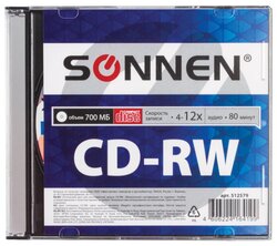 Диск CD-RW SONNEN 700 Mb 4-12x