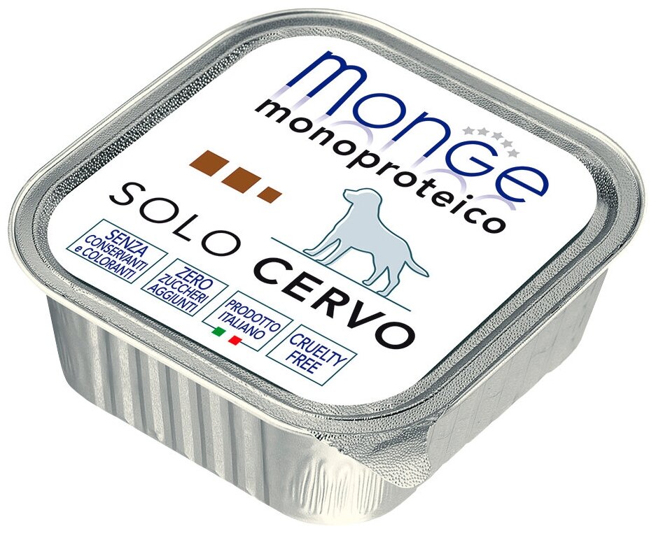 Monge Dog Monoprotein Solo влажный корм для собак всех пород и возрастов, из оленины 150 гр (2 шт)