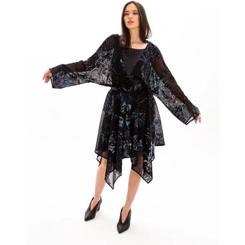 фото Платье- туника с цветком черное,one size sanandzh