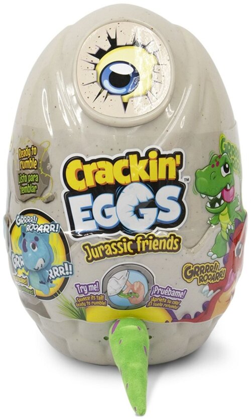 Мягкая игрушка в яйце, Динозавр, CrackinEggs, Парк Динозавров, 22 см, зеленый/красный/голубой