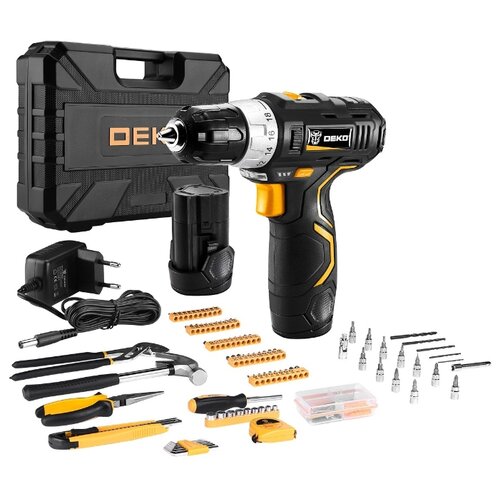 фото Аккумуляторная дрель-шуруповерт 12v deko gcd12du3 + набор 195 инструментов (2*1.5ah li-ion)