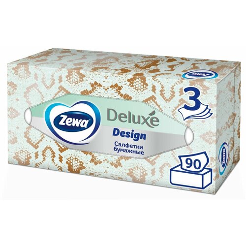 Zewa Салфетки косметические Deluxe, 3 слоя, 90 шт/уп