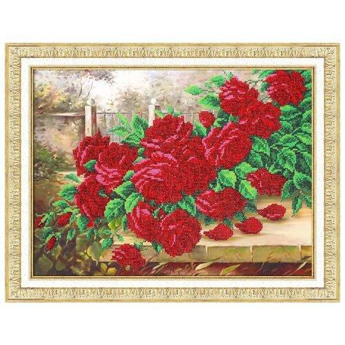 фото Б1300 набор для вышивания бисером 'аромат роз' 38х28 см паутинка