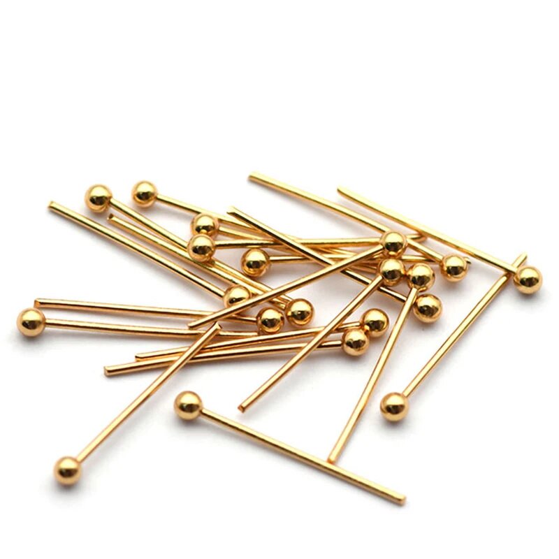 50pcs/lot 16 20 25 30 40 50mm Gold Plated Stainless Steel Ball Head Pins for DIY Jewelry Making Head Pins Findings Dia 0.5 0.6mm Gold 0.6x30mm