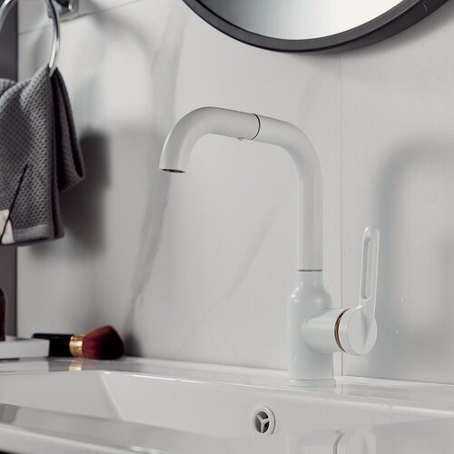 Изображение товара Смеситель для раковины Raffine F201C, нержавеющая сталь, цвет белый