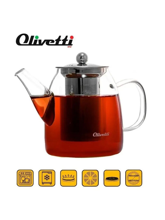 Чайник заварочный 2 в 1 Olivetti GTK071 из термостойкого боросиликатного стекла, съемный металлический фильтр, 700 мл — фото 1