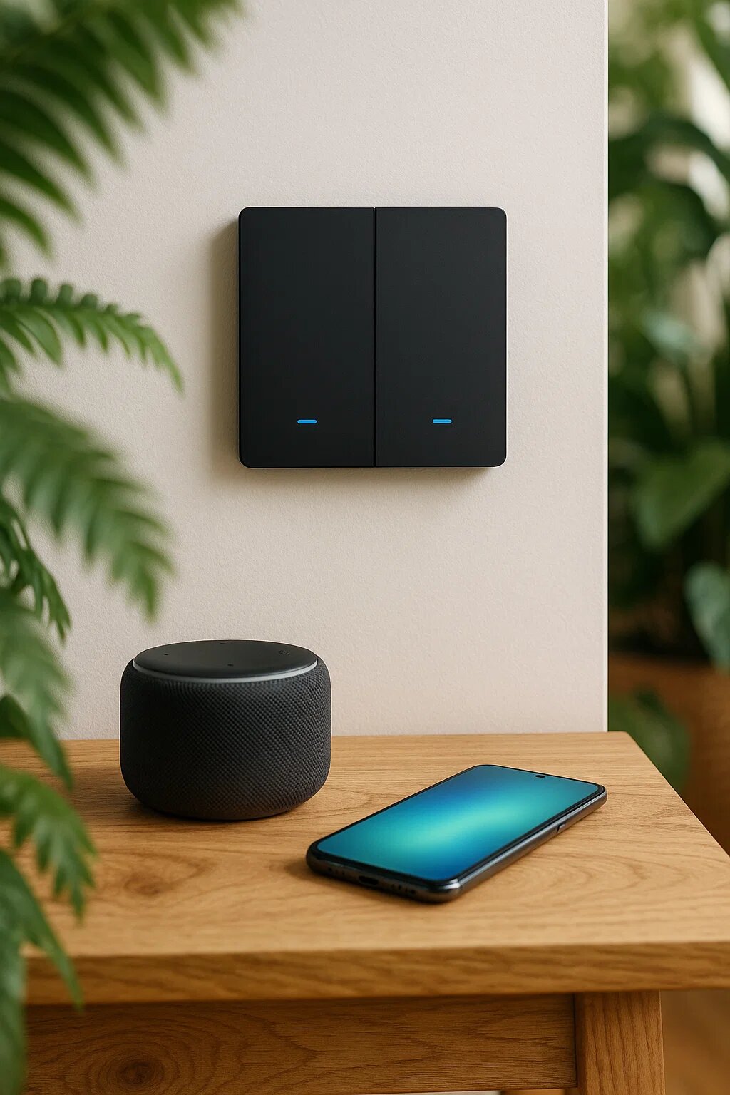 Умный выключатель Tuya с Алисой и WIFI, механический, двухклавишный черный матовый, без нуля, умный дом Яндекс