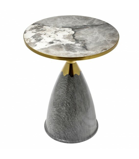 Кофейный столик Secret диам 40см x 54см  серый мрамор  металл  керамика