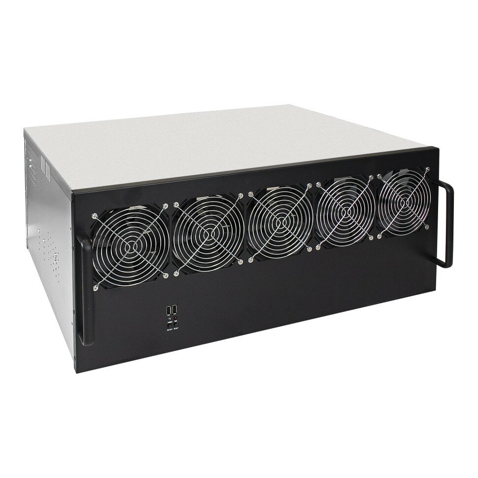 Корпус для майнинга ExeGate Pro 13-430 <без БП, 2*USB, 5*fan 120мм, места под: 13 видеокарт, 2 БП> (EX270772RUS)