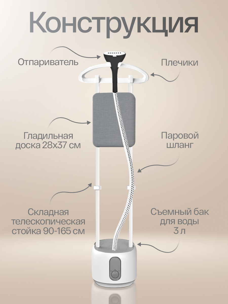 Отпариватель для одежды напольный, вертикальный, горизонтальный, паровая гладильная система, парогенератор для глажки — фото 1