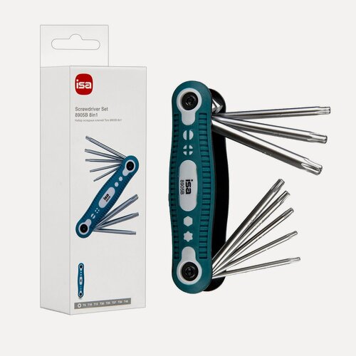 Изображение товара Набор складных ключей звездочек Torx Isa 8905B, 8 в 1, зеленый