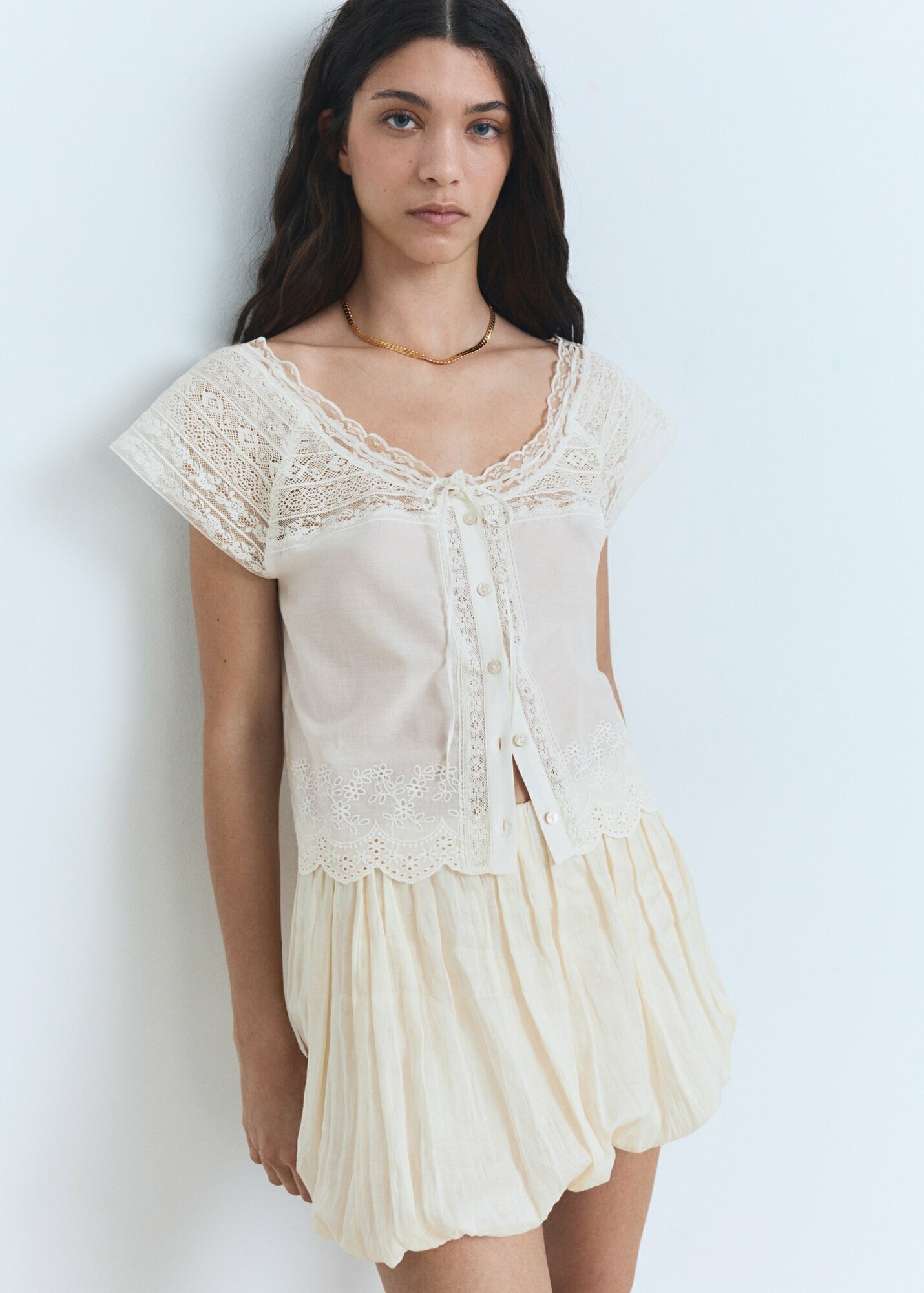 Блуза MANGO PRETTY, размер L, белый