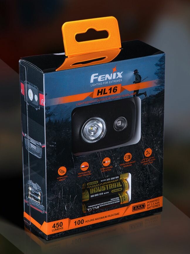 Налобный фонарь Fenix HL16 цвет черный  светит белым и красным светом для бега и ориентирования