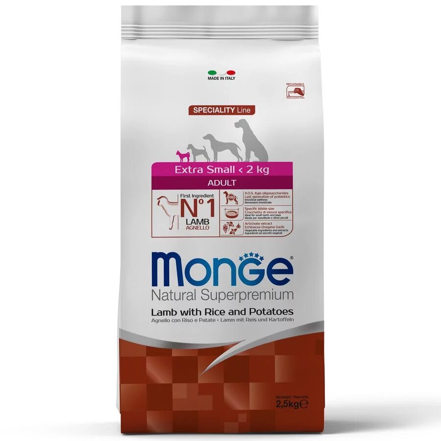 Monge Dog Speciality Extra Small полнорационный сухой корм для собак миниатюрных пород, с ягненком, рисом и картофелем