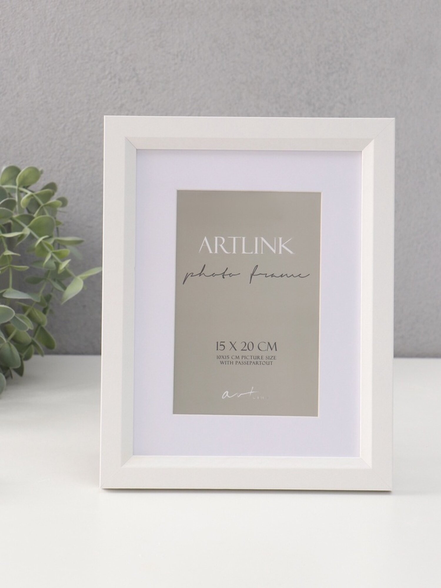 Фоторамка для фото 15×20 см с паспарту (10×15 см) Anna МДФ белый (пластиковый экран)