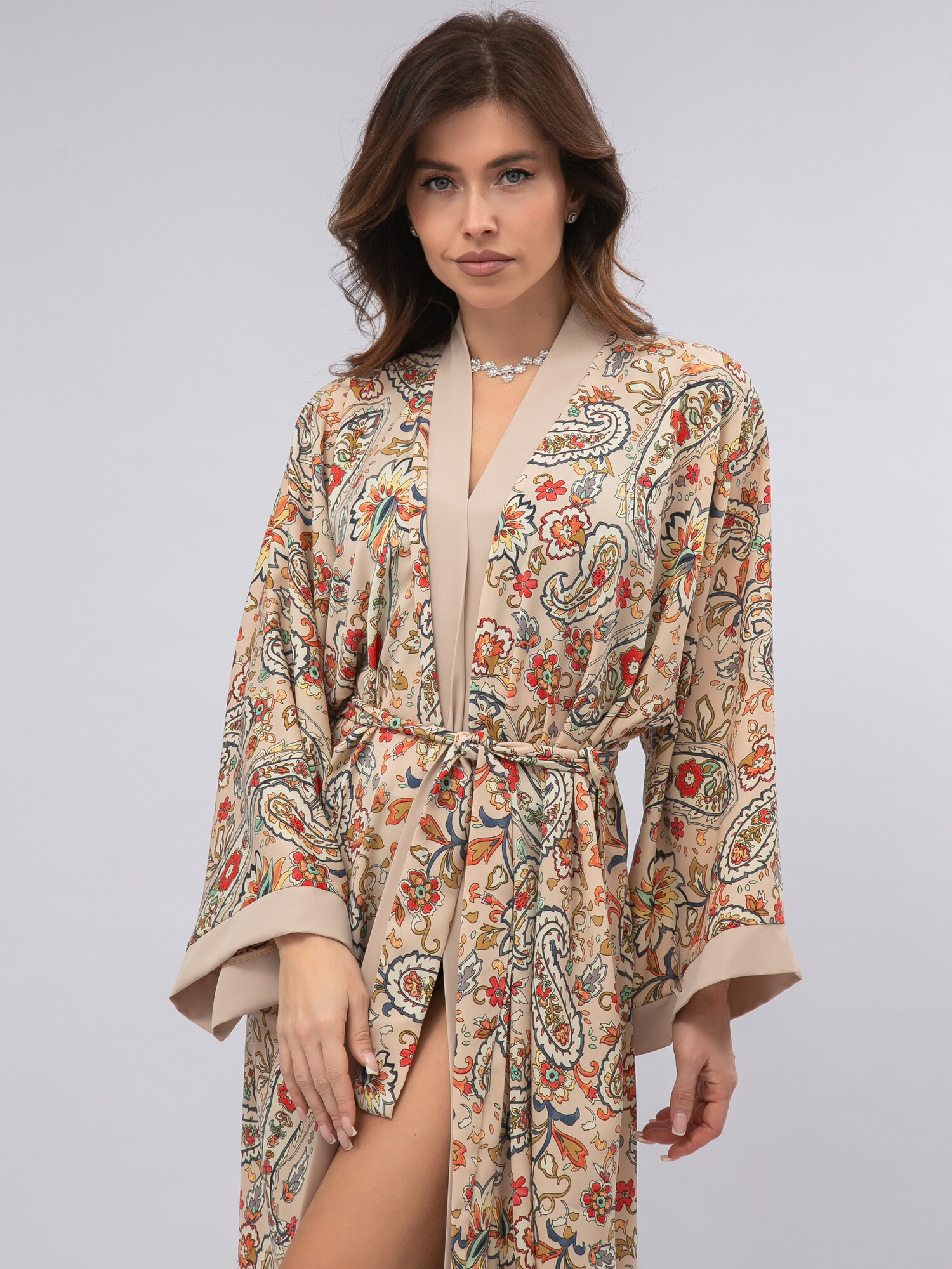 Халат-кимоно  Халаты-Кимоно, размер 54, бежевый — фото 1