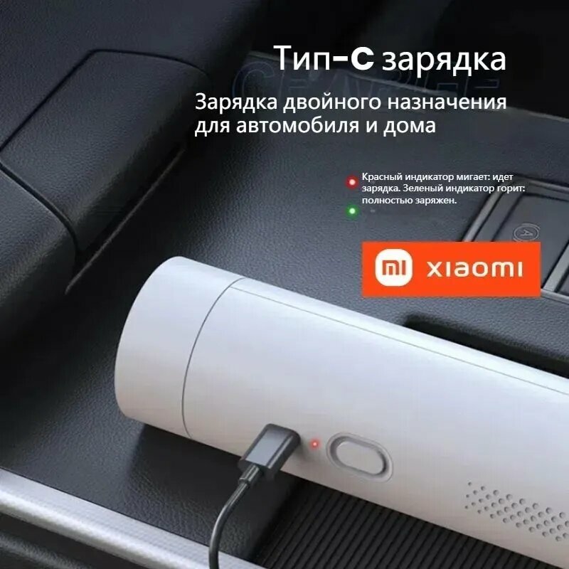 Автомобильные Пылесосы Xiaomi Ручной пылесос для автомобиля и мебели беспроводной Xiaomi Mijia Cleaner mini CN (13000Па)