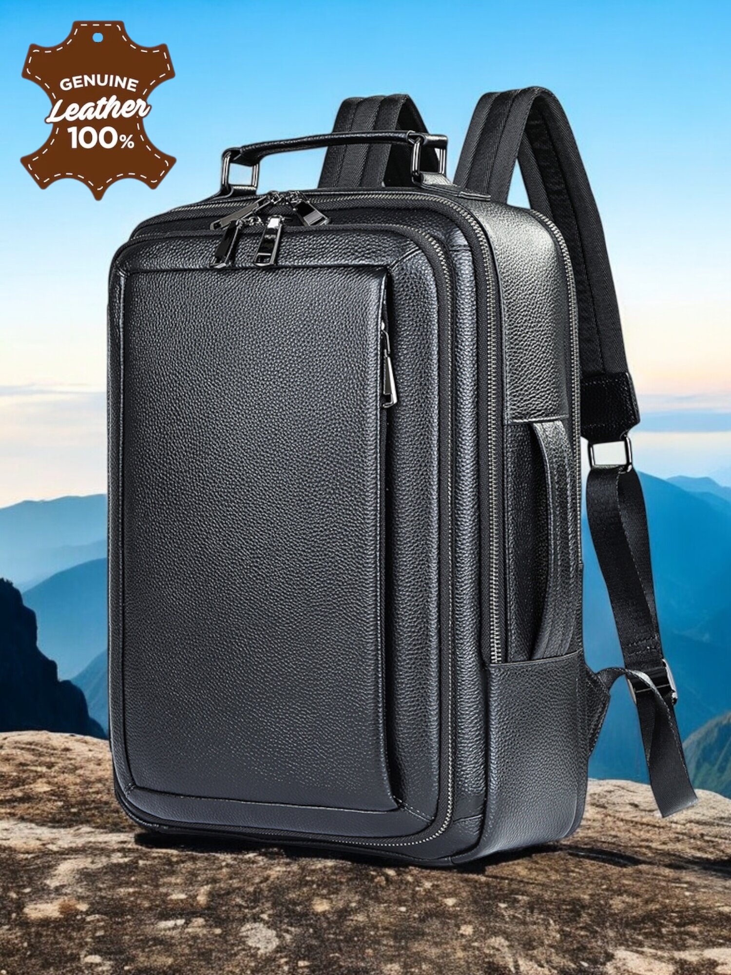Рюкзак мужской CAPRI натуральная кожа СAP-2290-black для офиса YZ